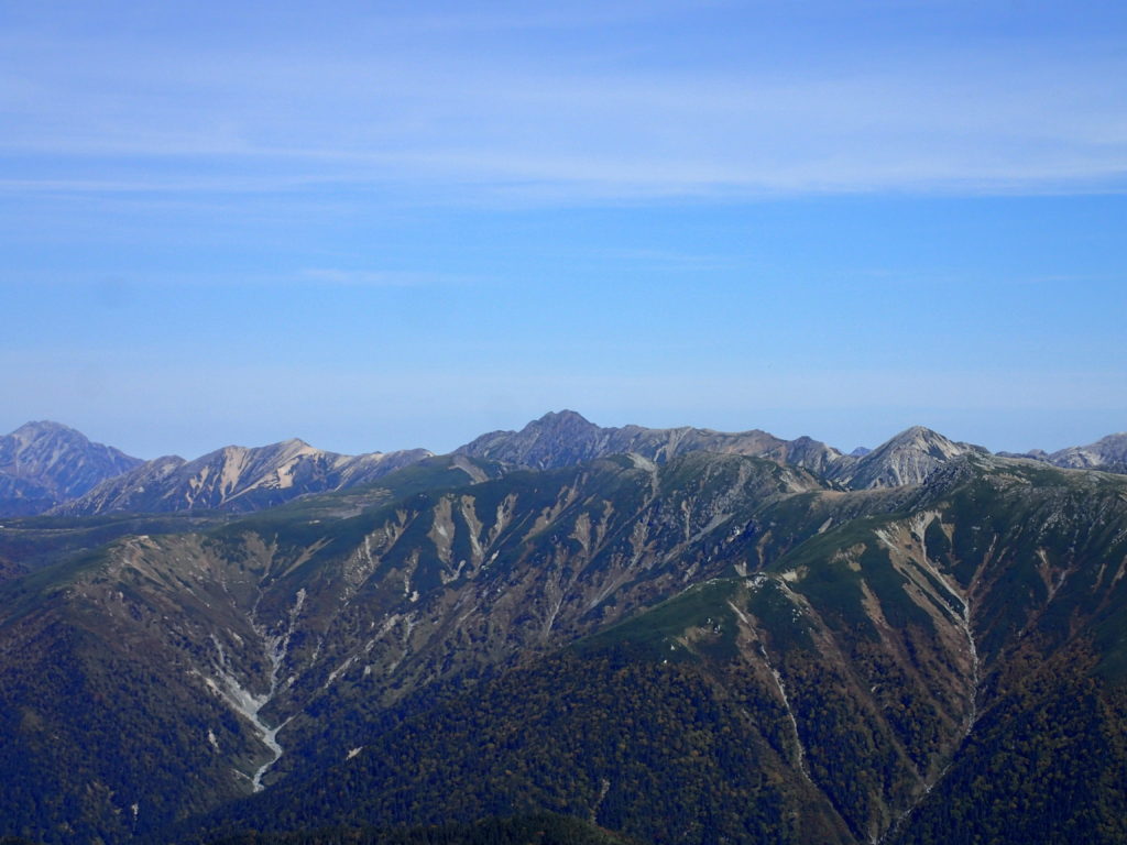 笠ヶ岳から見る水晶岳