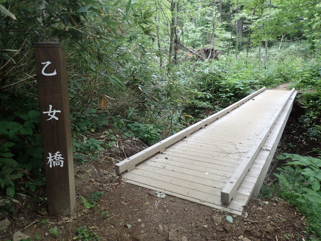 利尻山の鴛泊コース登山道の乙女橋