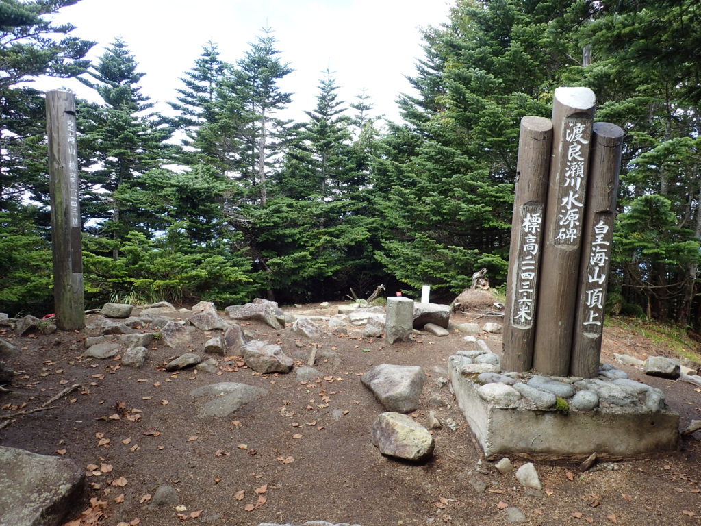 ひと夏での日本百名山全山日帰り登山で撮影した皇海山の山頂標