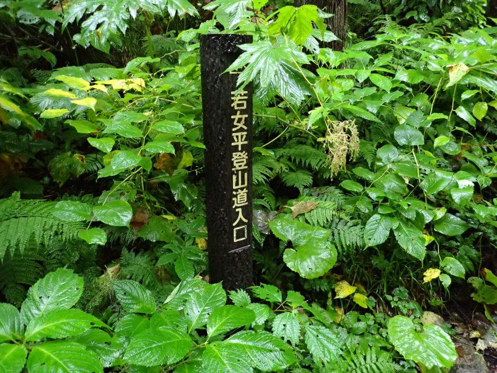 吾妻山(西吾妻山)の若女平登山道入口の標
