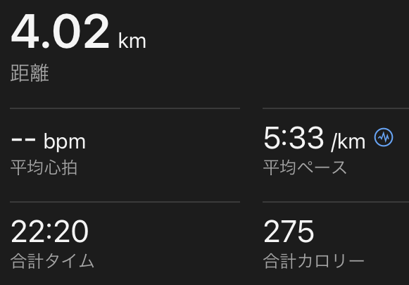 11月11日の松本マラソン前日のジョギングのガーミンのログ