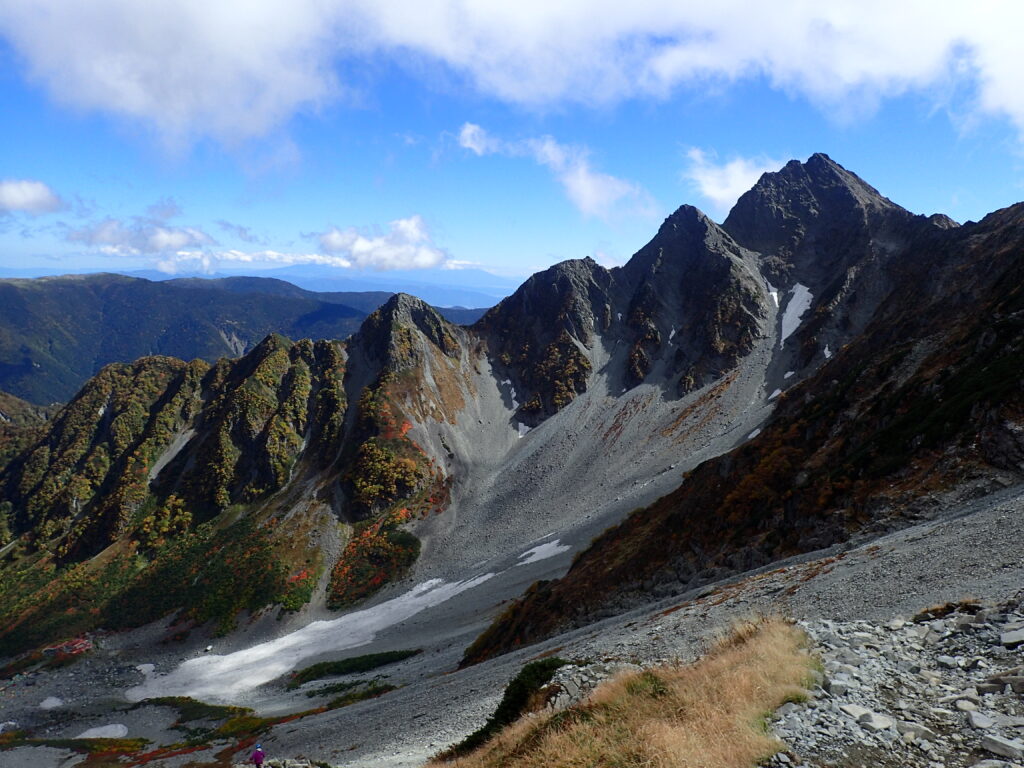 日本百名山の穂高岳を登山した時に撮影したギザギザとした前穂高岳の北尾根