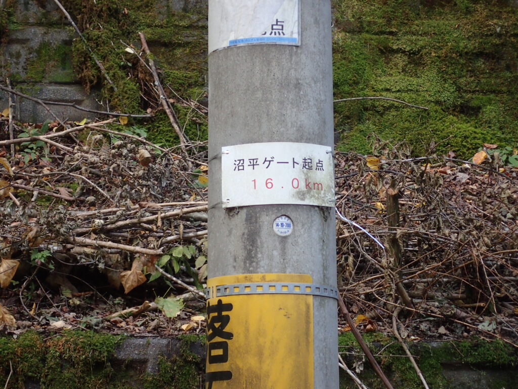 日本百名山の悪沢岳を登山した時にオリンパスの防水デジタルカメラタフで撮影した沼平ゲートまで16kmの看板