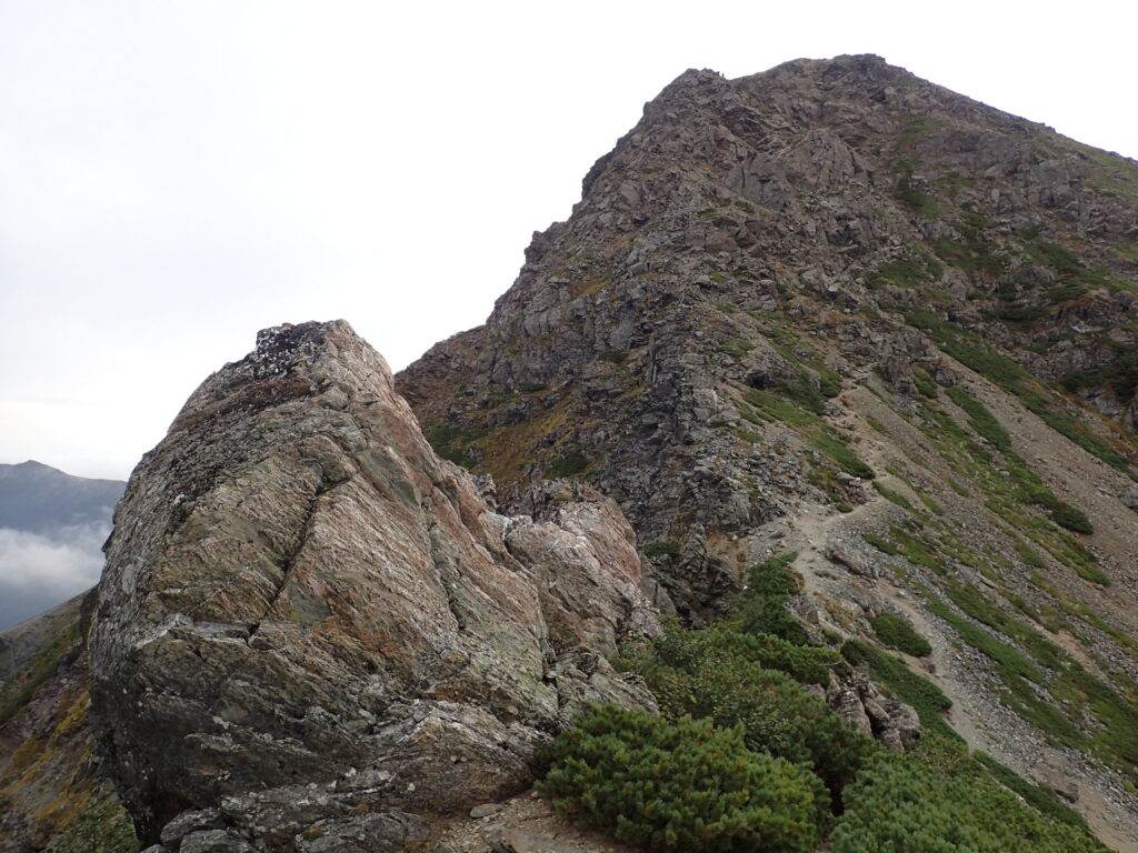 日本百名山で南アルプスの塩見岳を登山した時にオリンパスの防水デジタルカメラタフで撮影した山頂へと続く登山道
