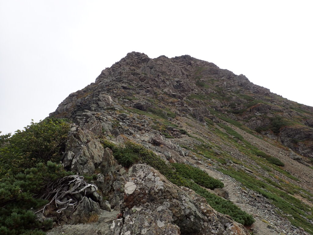 日本百名山の塩見岳を登山した時にオリンパスの防水デジタルカメラタフで撮影した塩見岳山頂