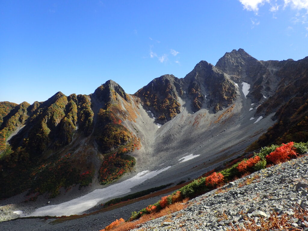 日本百名山の穂高岳を登山した時にオリンパスの防水デジタルカメラタフで撮影した穂高岳の北尾根