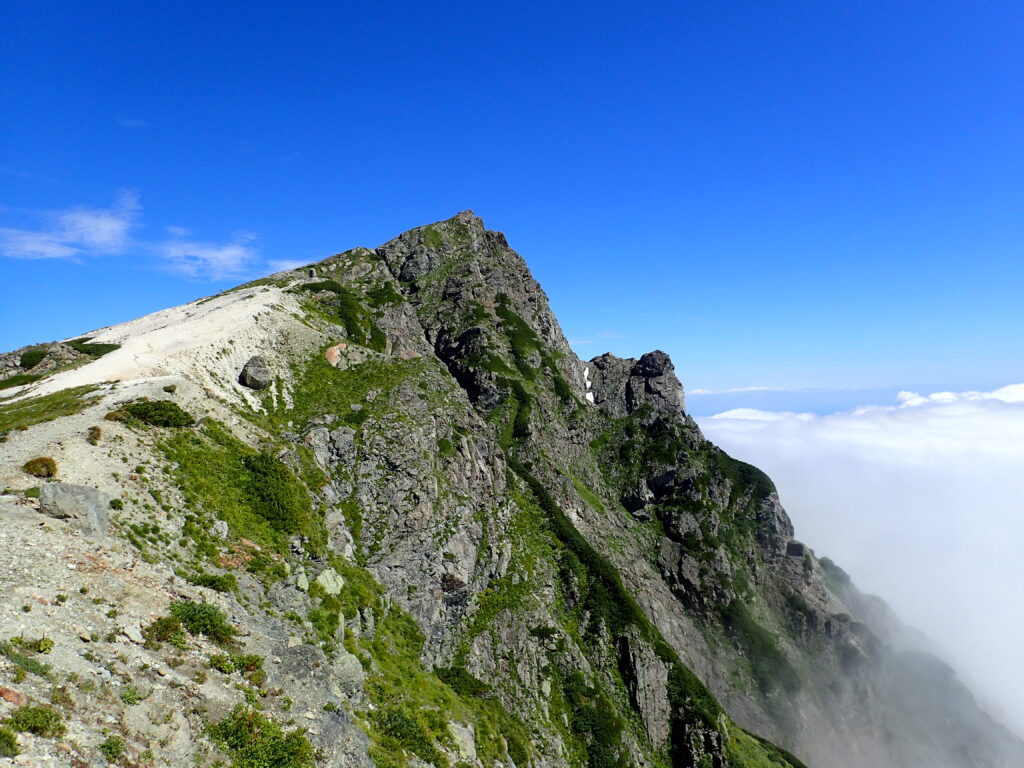 日本百名山の白馬岳を登山した時にオリンパスの防水デジタルカメラタフで撮影した白馬岳山頂と雲海