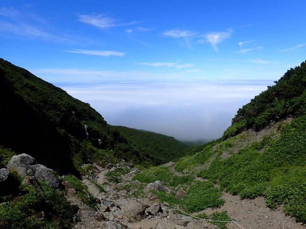 日本百名山の羅臼岳を登山した時にオリンパスの防水デジタルカメラタフで撮影した雲海